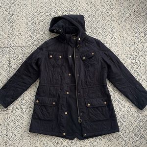 Navy Barbour quilted jacket
